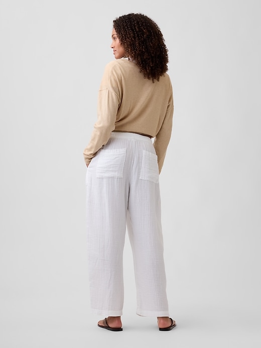 Image number 4 showing, Mid Rise Pull-On Barrel Gauze Pants
