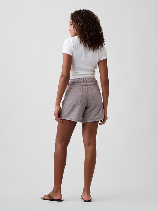 Image number 4 showing, Mid Rise Drawstring Denim Midi Shorts