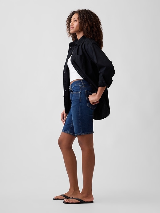 Image number 3 showing, 9" Mid Rise Soft Denim Bermuda Shorts