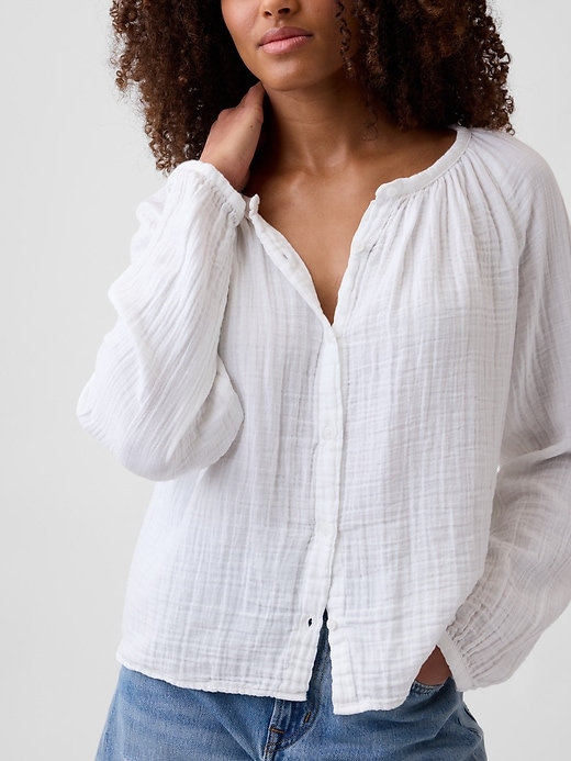 Image number 4 showing, Oversized Gauze Top