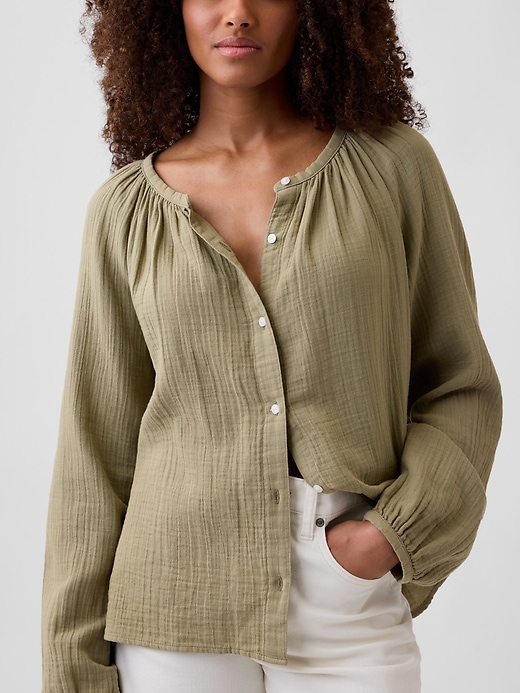 Image number 4 showing, Oversized Gauze Top