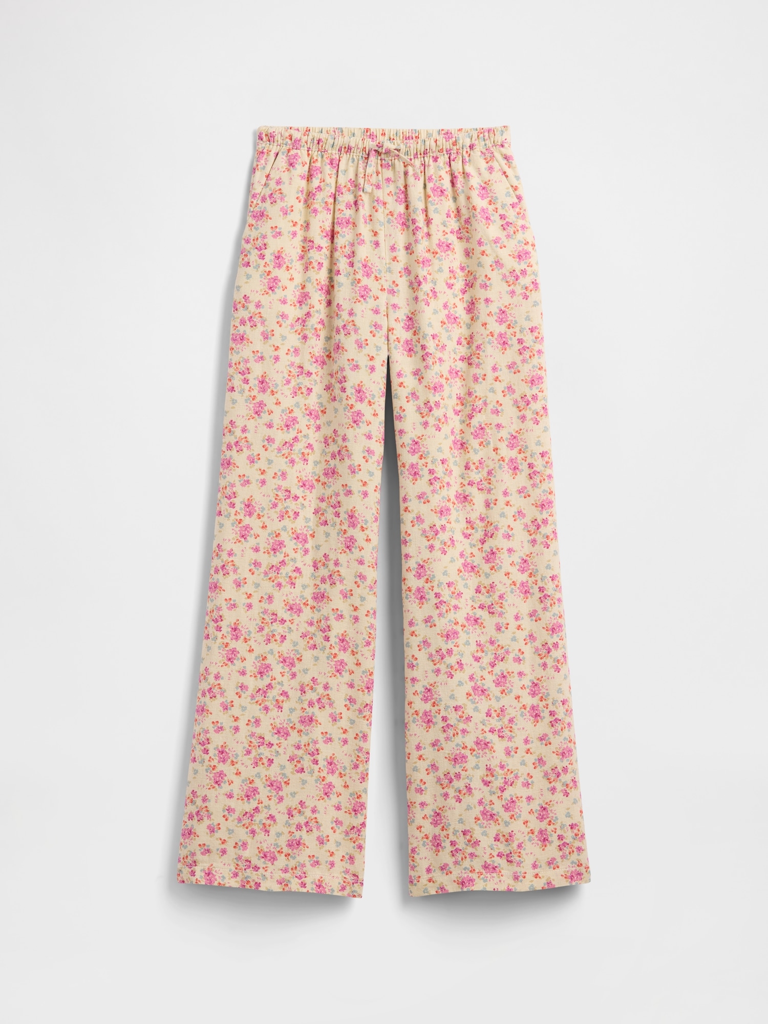Kids Relaxed Pull-On Wide-Leg Linen-Blend Pants