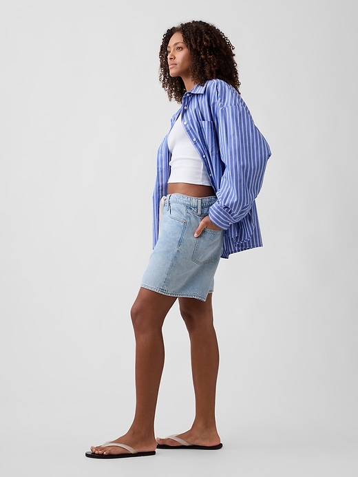 Image number 3 showing, 5" Mid Rise SuperSoft Drawstring Denim Shorts