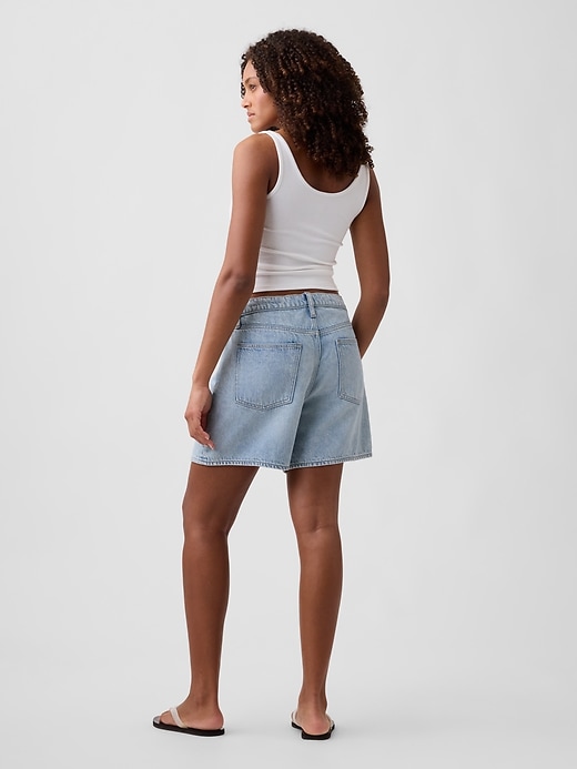 Image number 4 showing, 5" Mid Rise SuperSoft Drawstring Denim Shorts