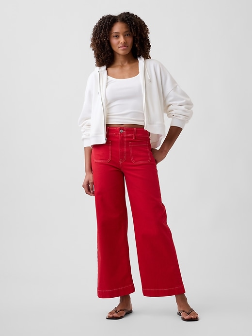 Image number 1 showing, High Rise Wide-Leg Crop Jeans
