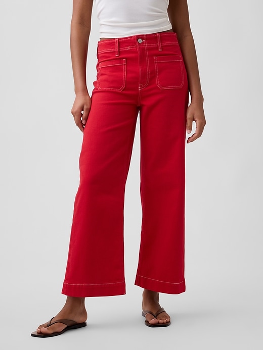 Image number 2 showing, High Rise Wide-Leg Crop Jeans