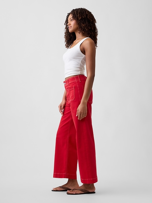 Image number 3 showing, High Rise Wide-Leg Crop Jeans