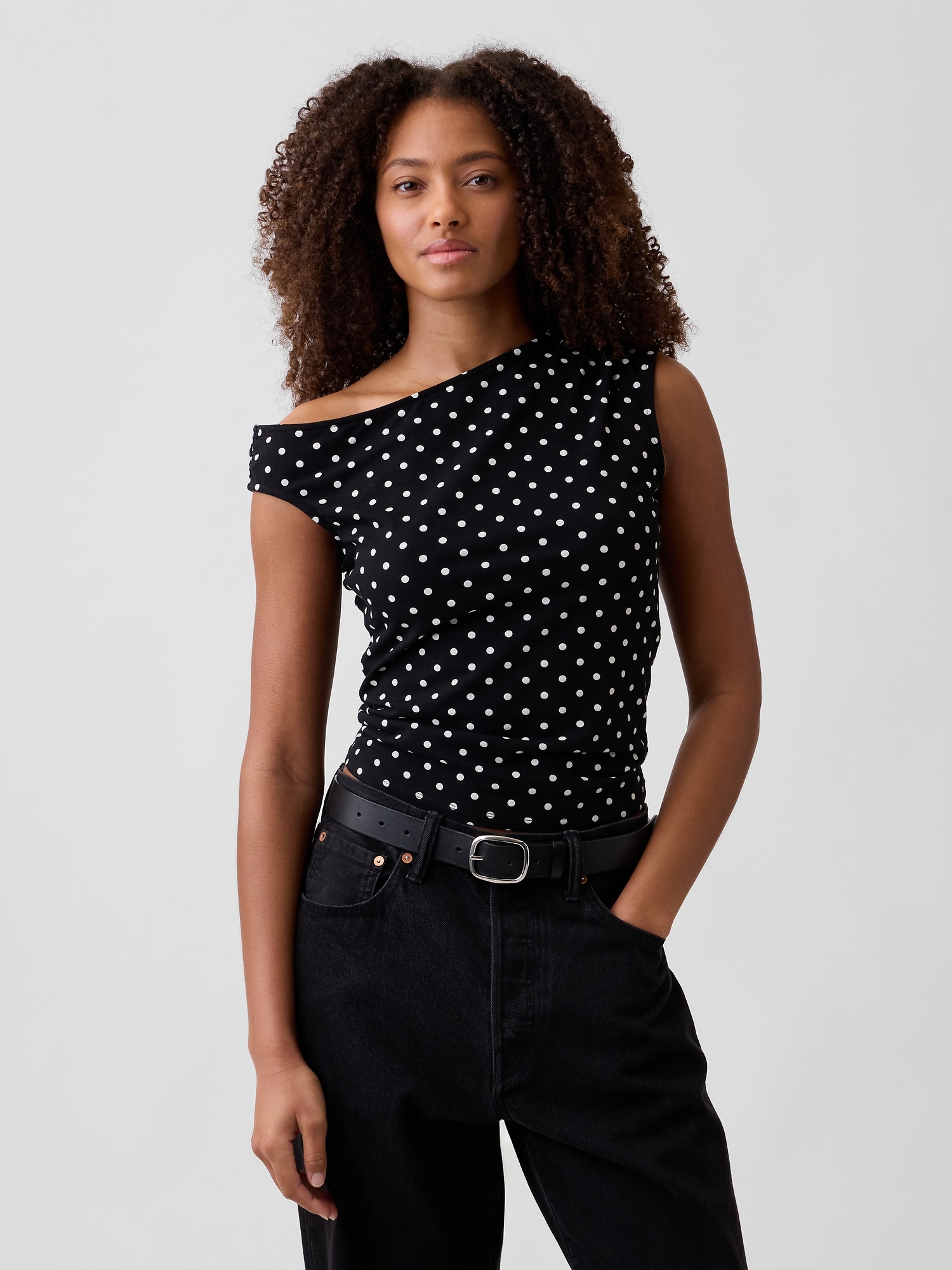 Stretch Jersey Off-Shoulder Top