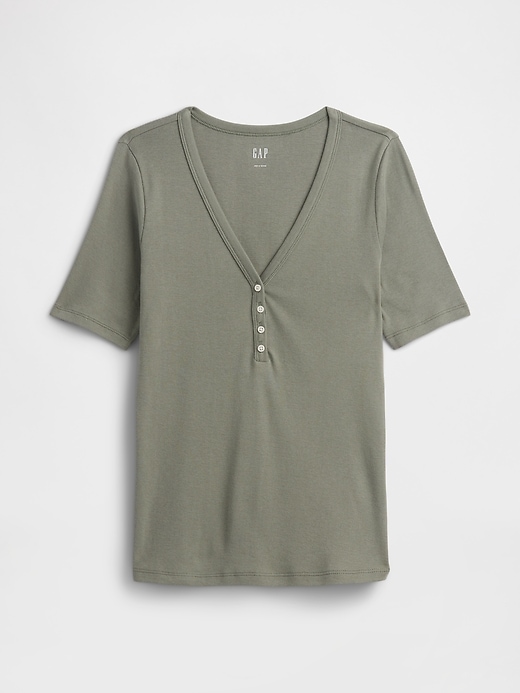 Image number 5 showing, Modern Ribbed V-Neck Henley Top