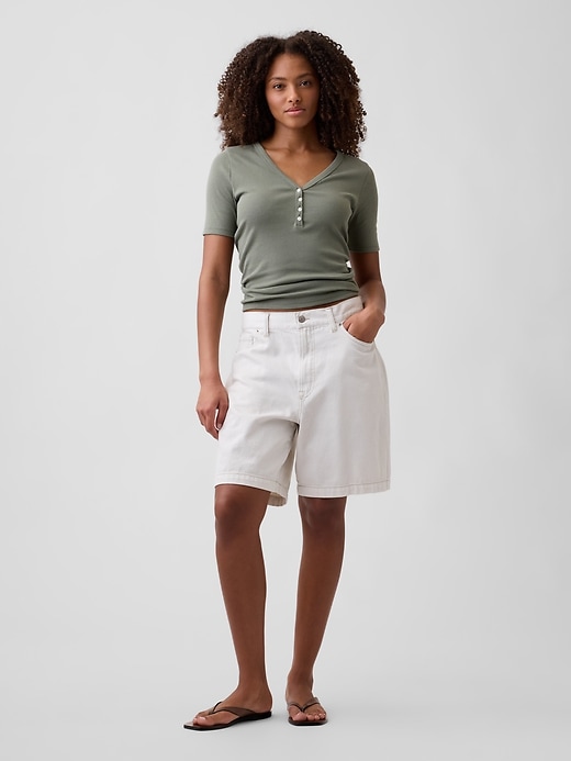 Image number 3 showing, Modern Ribbed V-Neck Henley Top