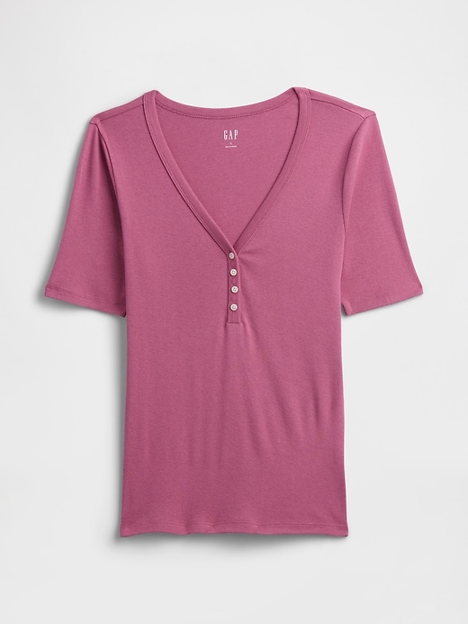 Image number 5 showing, Modern Ribbed V-Neck Henley Top