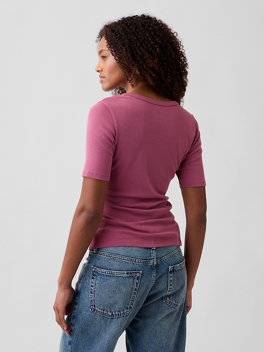 Image number 2 showing, Modern Ribbed V-Neck Henley Top