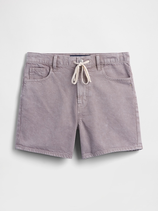 Image number 5 showing, Mid Rise Drawstring Denim Midi Shorts