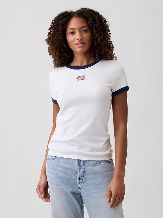 Image number 1 showing, Modern Ribbed Crewneck T-Shirt