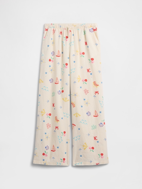 Kids Pull-On Wide-Leg Linen-Blend Pants
