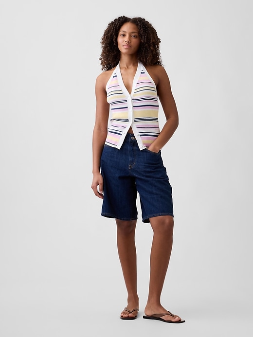 Image number 3 showing, Sleeveless Halter Button-Up Sweater