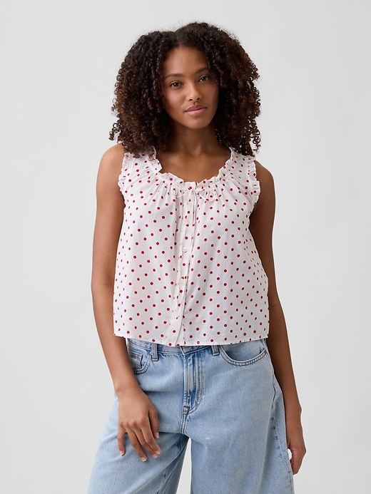 Image number 1 showing, Relaxed Sleeveless Tie-Neck Top