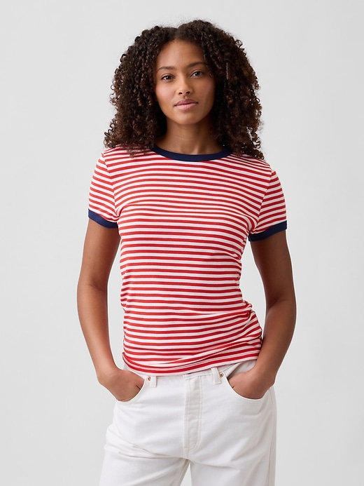 Image number 1 showing, Modern Ribbed Crewneck T-Shirt