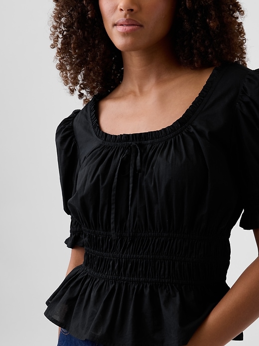 laubeblanc Smocked Puff Sleeve Top ブラック Smocked Puff Sleeve Top | Gap Factory