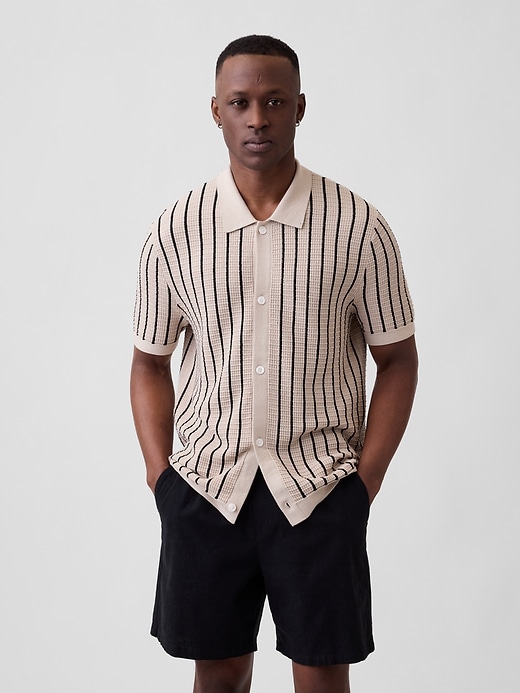 Image number 1 showing, Button-Up Sweater Polo Shirt