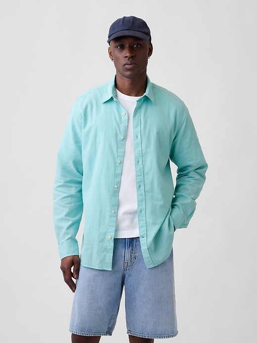 Image number 1 showing, Linen-Blend Shirt in Standard Fit