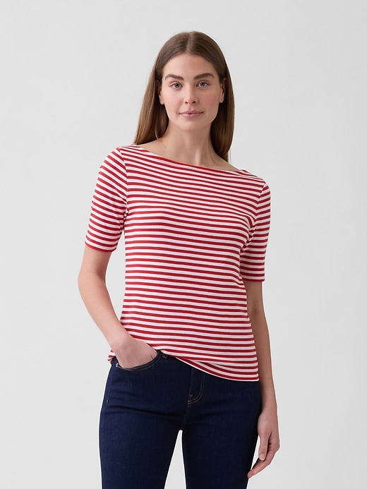 Image number 1 showing, Modern Ribbed Boatneck T-Shirt