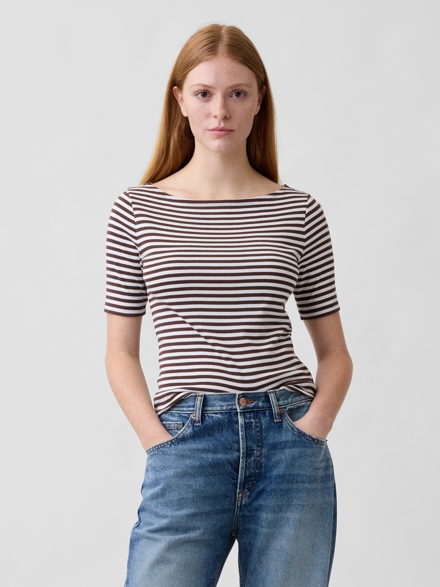 Modern Ribbed Boatneck T-Shirt