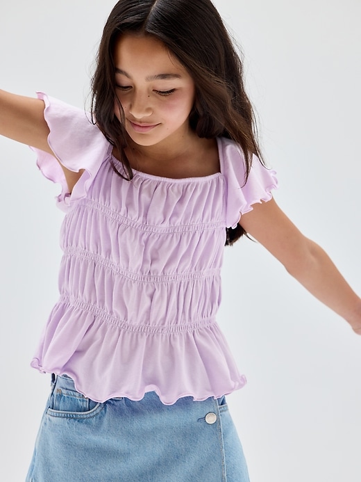 Image number 4 showing, Kids Smocked Flutter Sleeve Top