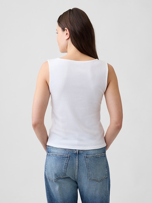 Image number 2 showing, Modern Ribbed Asymmetrical Button-Side Top