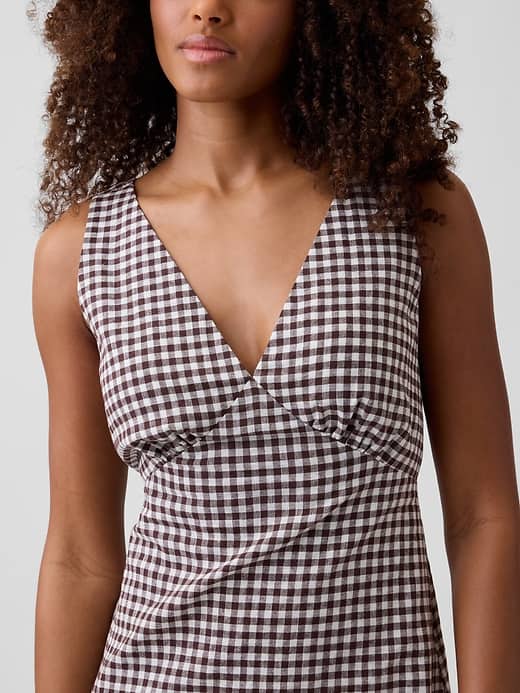Image number 3 showing, Linen-Blend V-Neck Midi Dress