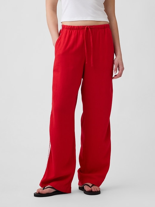 Image number 2 showing, Linen-Blend Stripe Wide-Leg Pants