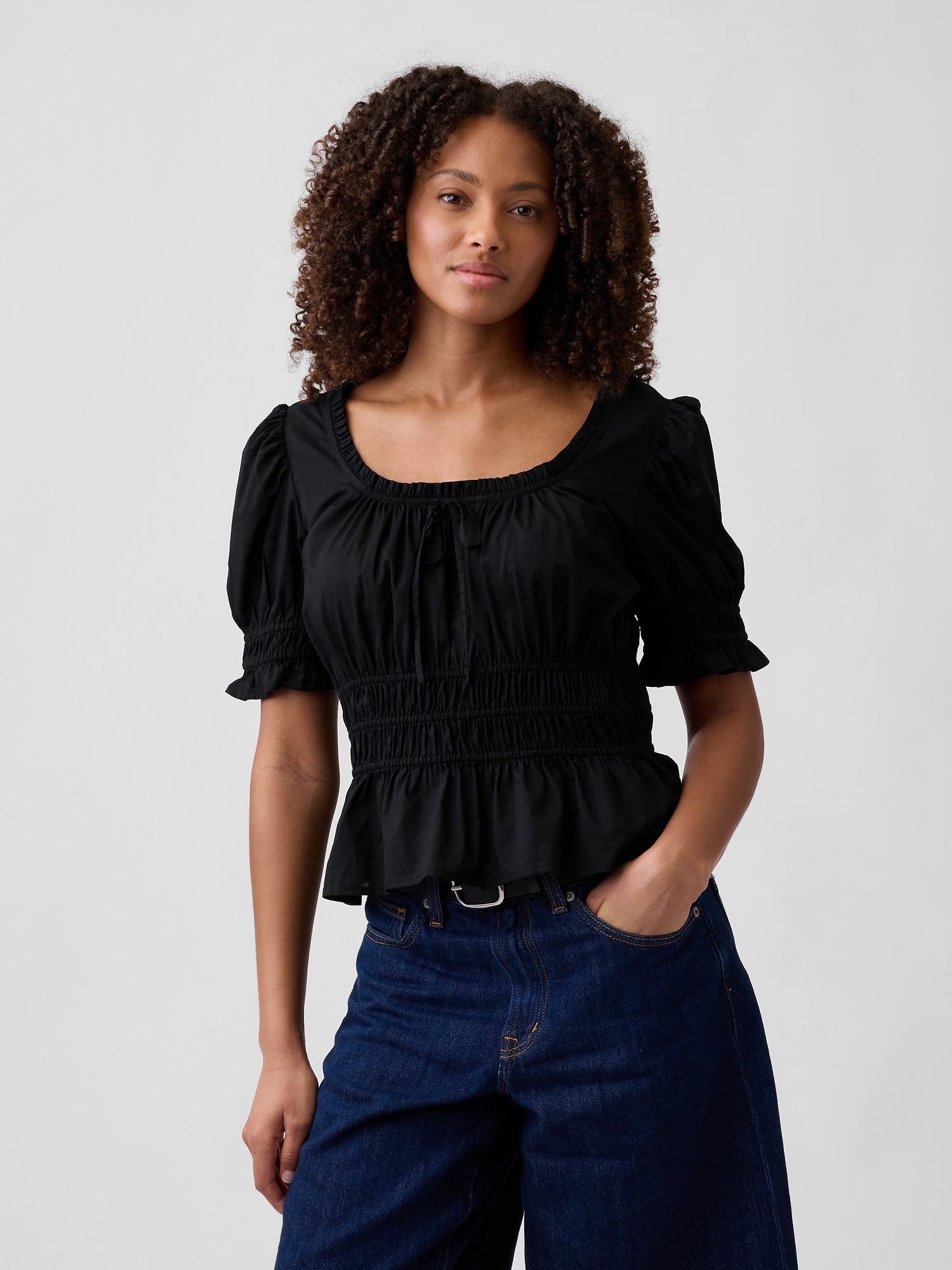 Smocked Puff Sleeve Top