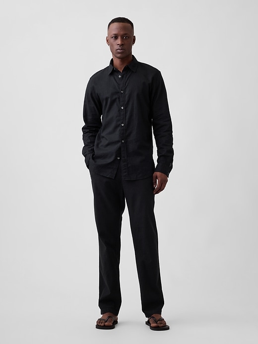 Image number 1 showing, Straight Linen-Blend Pants