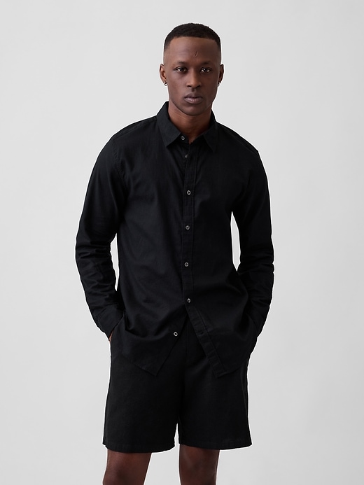 Image number 1 showing, Linen-Blend Shirt in Standard Fit