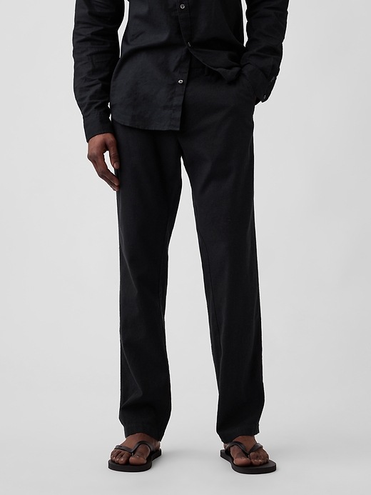 Image number 3 showing, Straight Linen-Blend Pants