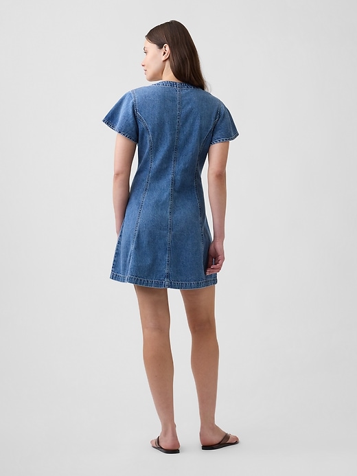 Image number 2 showing, Denim Flutter Sleeve Mini Dress