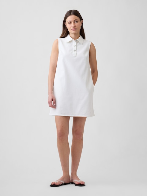 Sleeveless Collared Denim Mini Dress