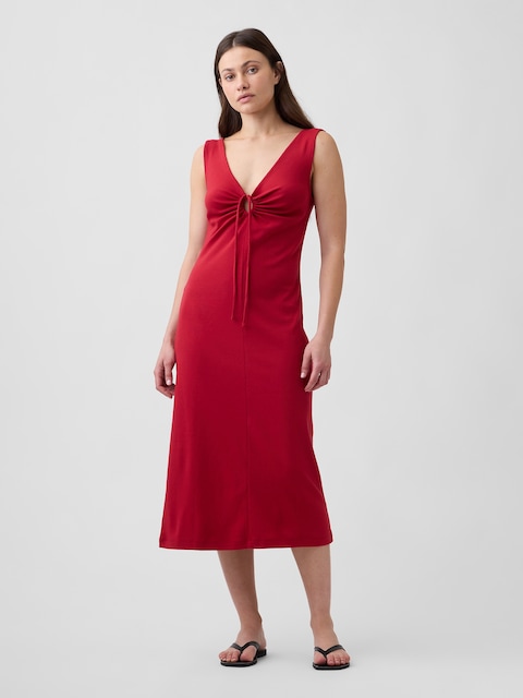Tie-Front Midi Dress