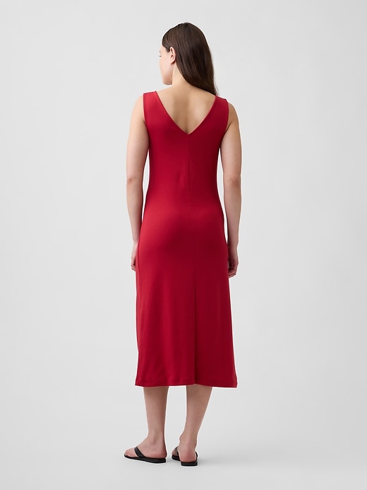 Image number 2 showing, Modern Ribbed Tie-Front Midi Dress