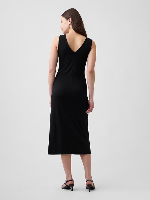Image number 2 showing, Modern Ribbed Tie-Front Midi Dress