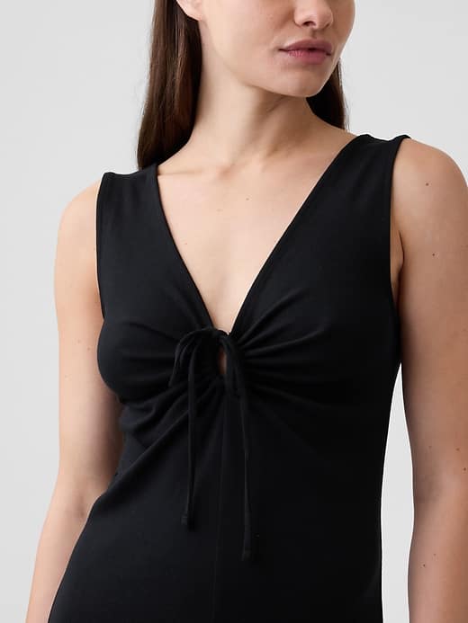 Image number 3 showing, Modern Ribbed Tie-Front Midi Dress