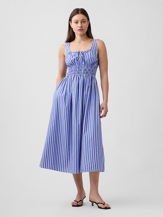 Image number 1 showing, Smocked Tie-Front Midi Dress