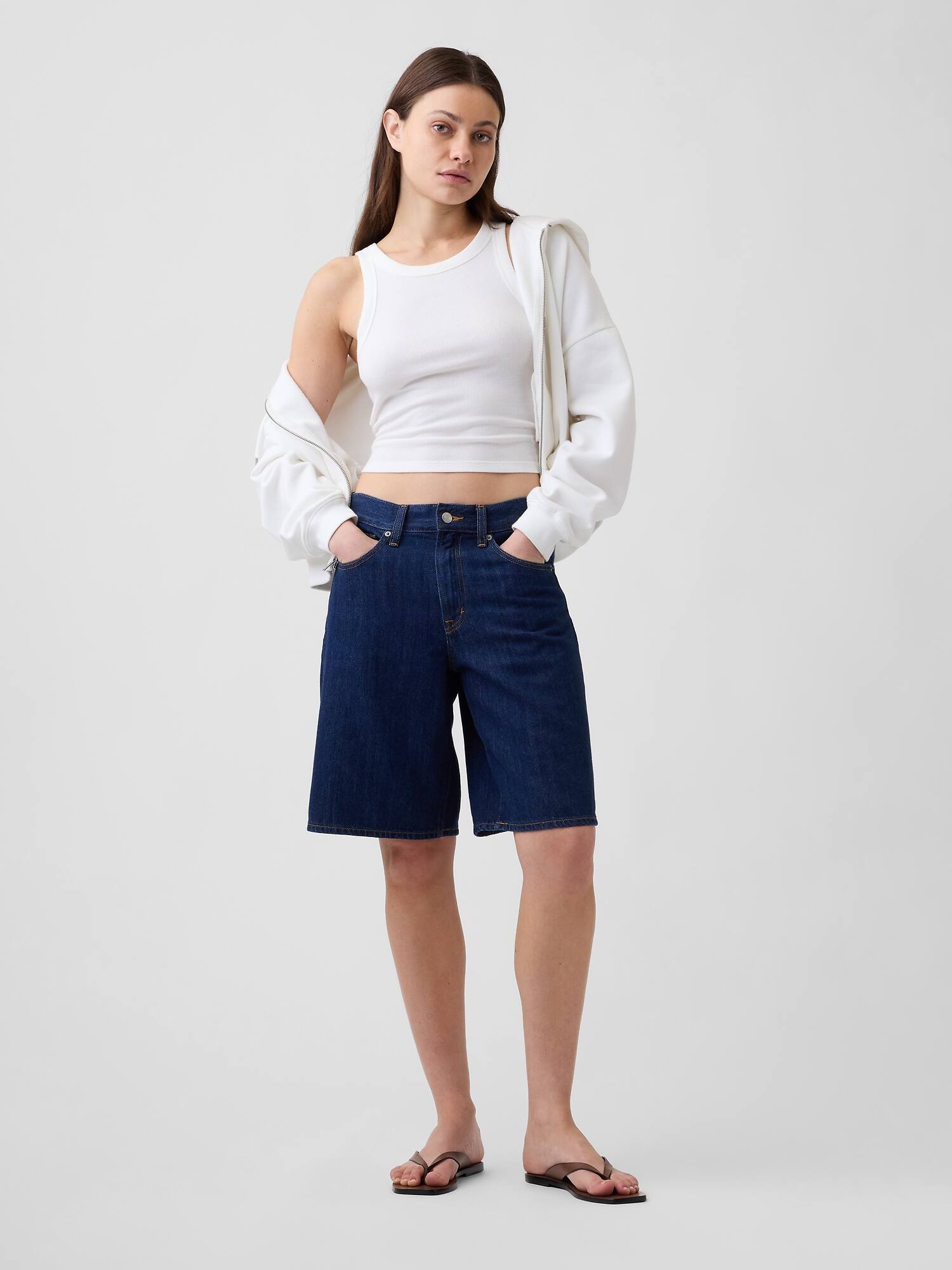 11" Low Slung SuperSoft Longline Denim Shorts