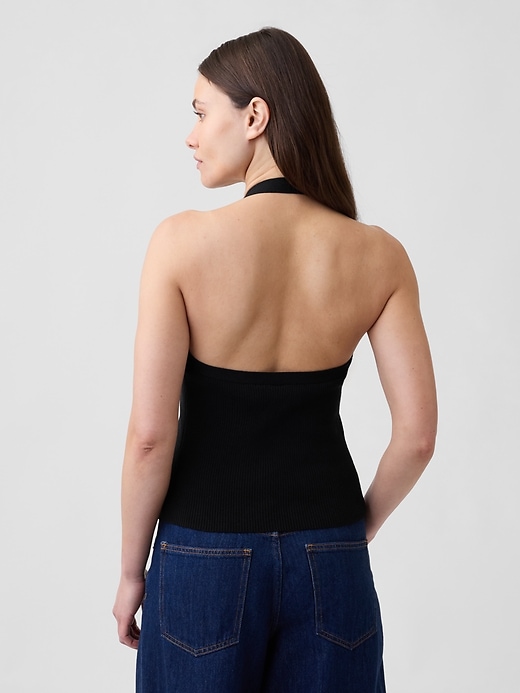 Image number 2 showing, Sleeveless Halter Button-Up Sweater