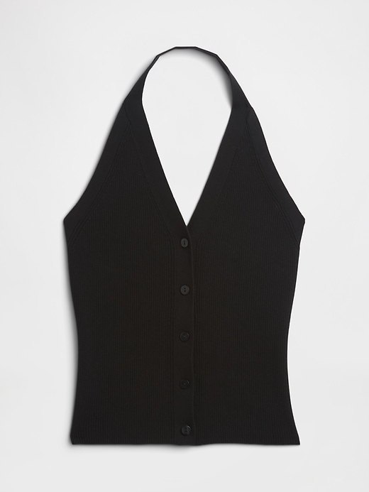 Image number 5 showing, Sleeveless Halter Button-Up Sweater