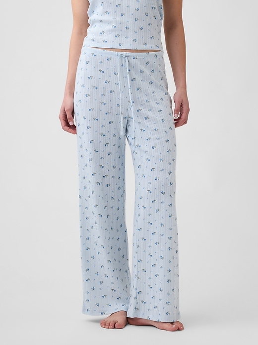 Image number 3 showing, Pointelle Wide-Leg PJ Pants