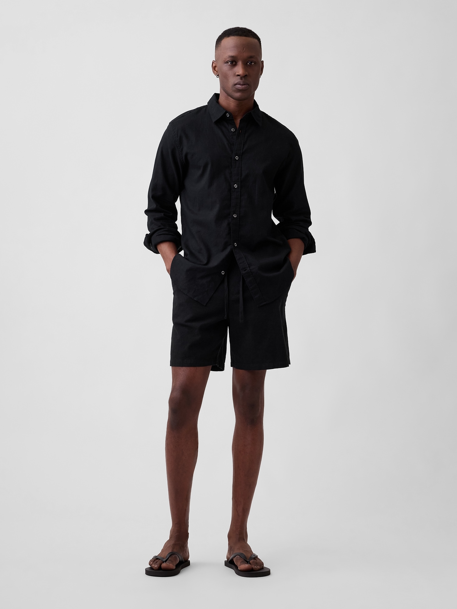 7" Linen-Blend Easy Shorts