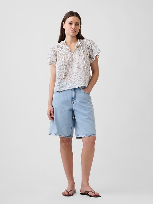 Image number 3 showing, Splitneck Flutter Sleeve Top