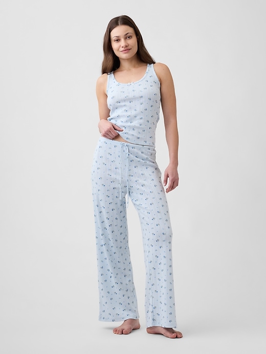 Image number 1 showing, Pointelle Wide-Leg PJ Pants
