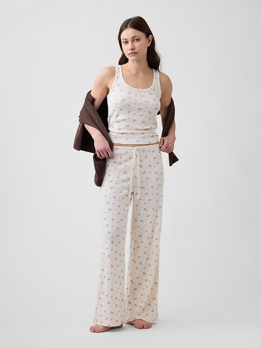 Image number 1 showing, Pointelle Wide-Leg PJ Pants